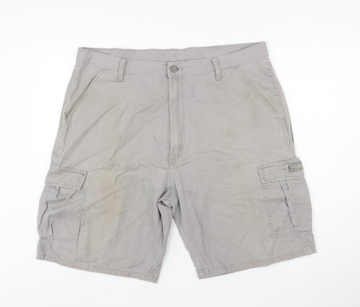 Wrangler Mens Grey Cargo Shorts 38 Regular Cotton Canvas Workwear