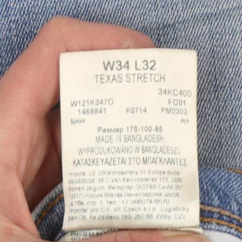 Wrangler Men's Blue Texas Stretch Straight Fit Jeans W34 L32