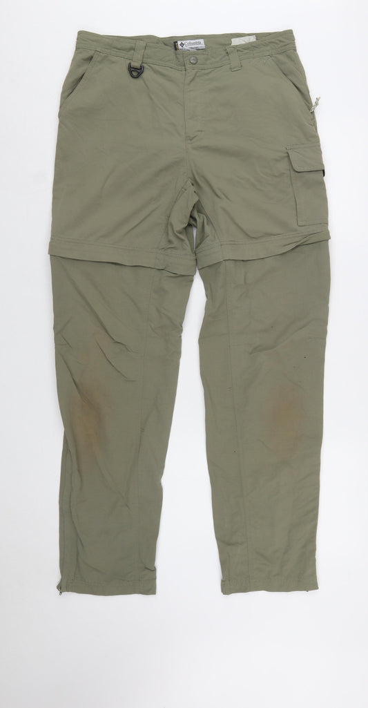 Columbia Men's Green Cargo Convertible Trousers Size L Long