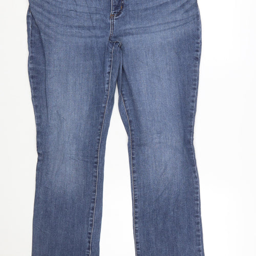 Lee Womens Blue Straight Leg Mid Rise Flex Motion Jeans Size 18