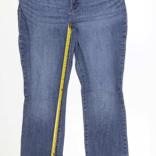 Lee Womens Blue Straight Leg Mid Rise Flex Motion Jeans Size 18