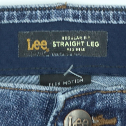 Lee Womens Blue Straight Leg Mid Rise Flex Motion Jeans Size 18
