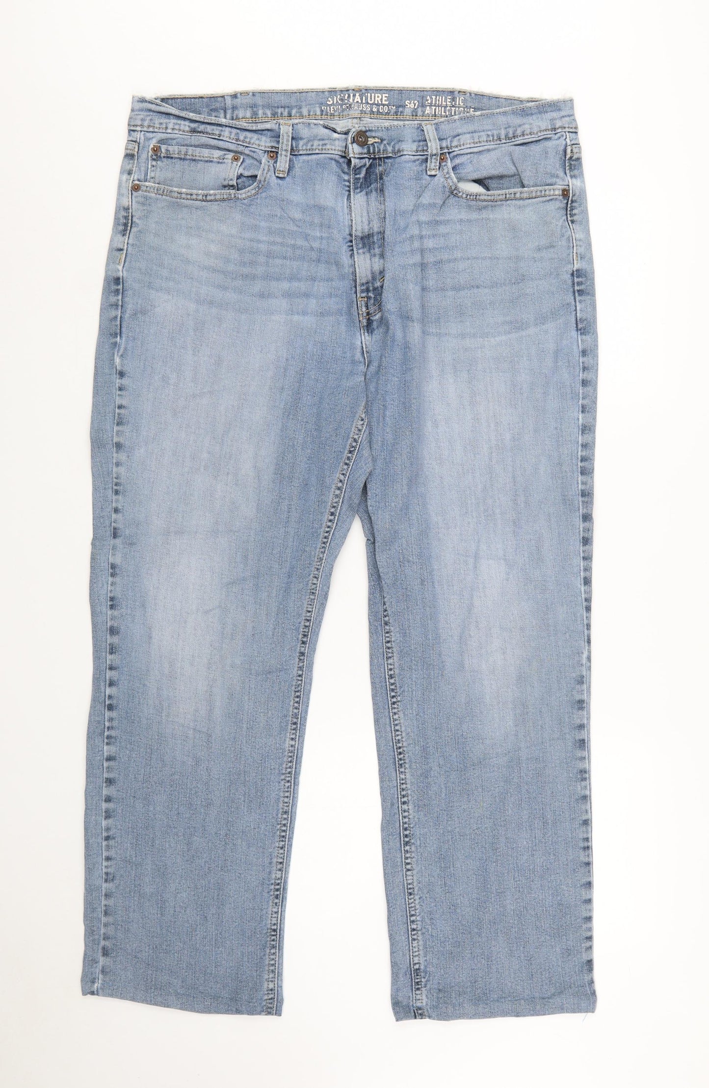 Levi Strauss Men's Blue 38x32 Athletic Fit Straight Denim Jeans