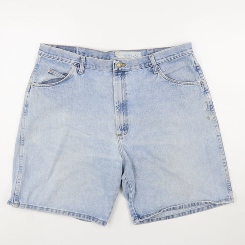 Wrangler Men's Blue Denim Mid Rise Regular Fit Chino Shorts Size 40