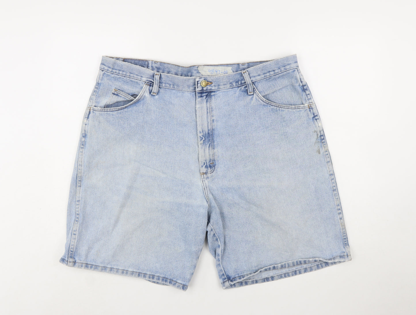 Wrangler Men's Blue Denim Mid Rise Regular Fit Chino Shorts Size 40