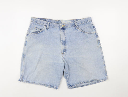 Wrangler Men's Blue Denim Mid Rise Regular Fit Chino Shorts Size 40