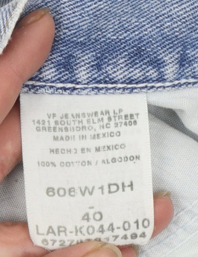 Wrangler Men's Blue Denim Mid Rise Regular Fit Chino Shorts Size 40