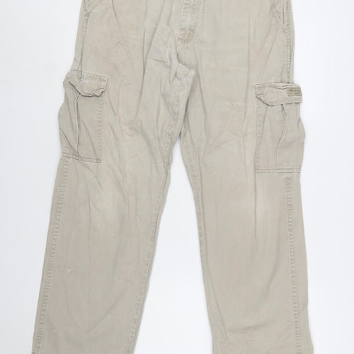 Wrangler Men's Beige Cargo Trousers 34W 30L 100% Cotton Regular Fit