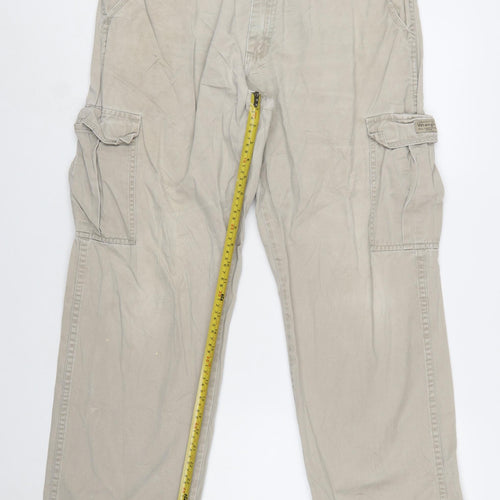 Wrangler Men's Beige Cargo Trousers 34W 30L 100% Cotton Regular Fit