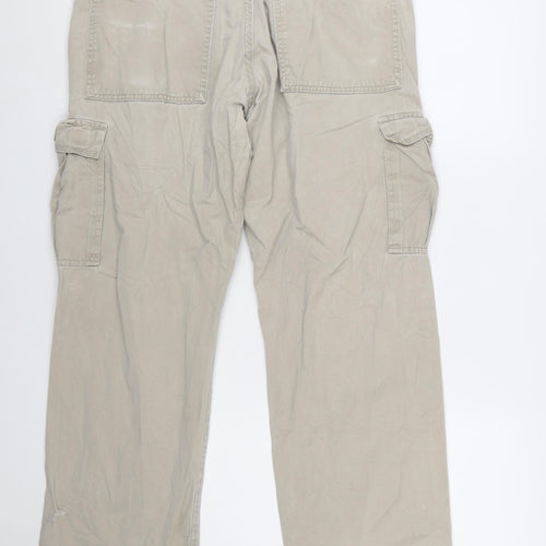 Wrangler Men's Beige Cargo Trousers 34W 30L 100% Cotton Regular Fit