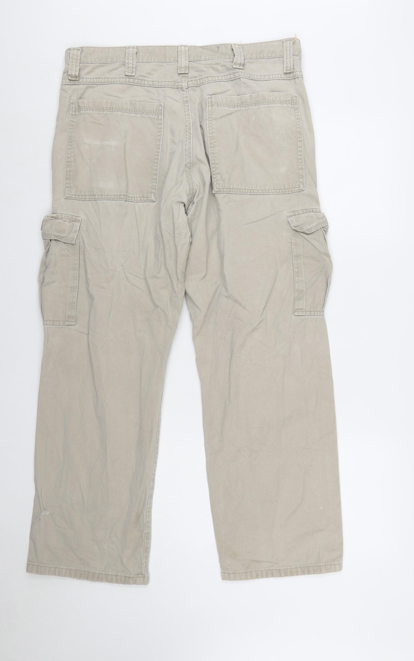 Wrangler Men's Beige Cargo Trousers 34W 30L 100% Cotton Regular Fit