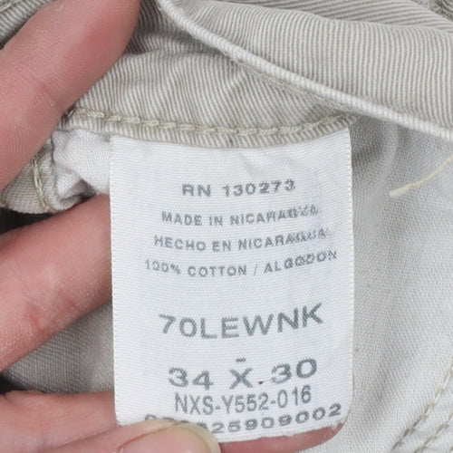 Wrangler Men's Beige Cargo Trousers 34W 30L 100% Cotton Regular Fit