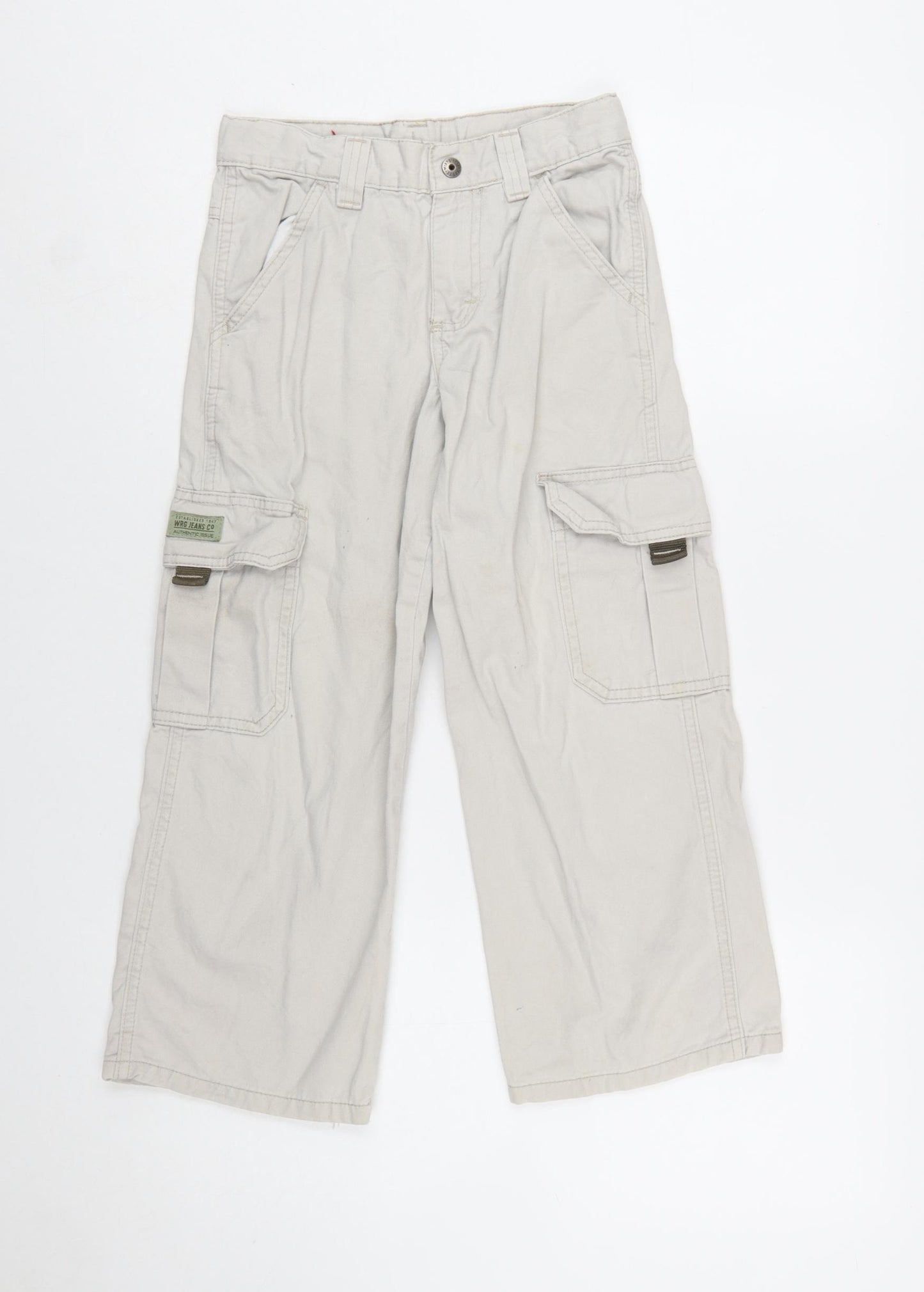 WRG Jeans Co Boys Beige Cargo Trousers 8 Years 100% Cotton Casual