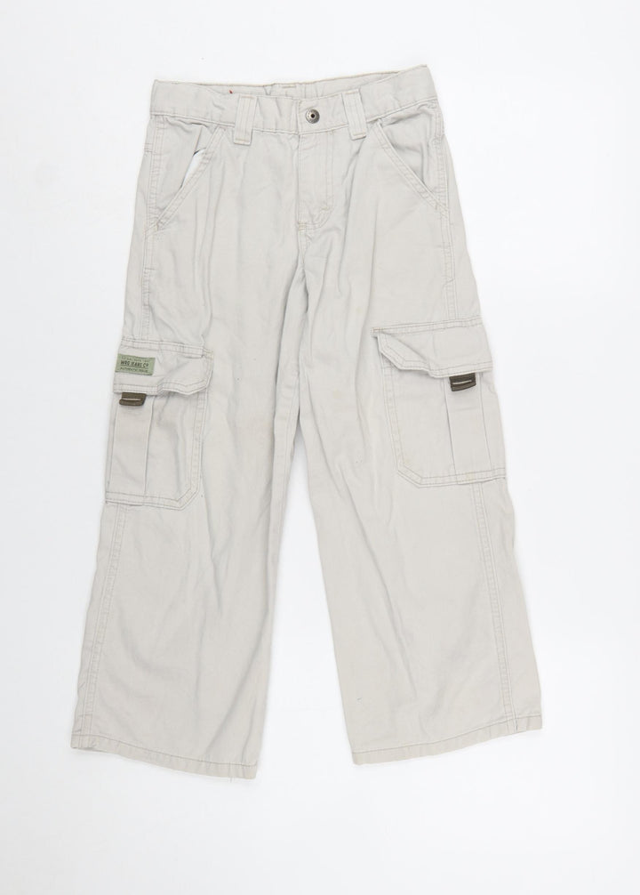 WRG Jeans Co Boys Beige Cargo Trousers 8 Years 100% Cotton Casual