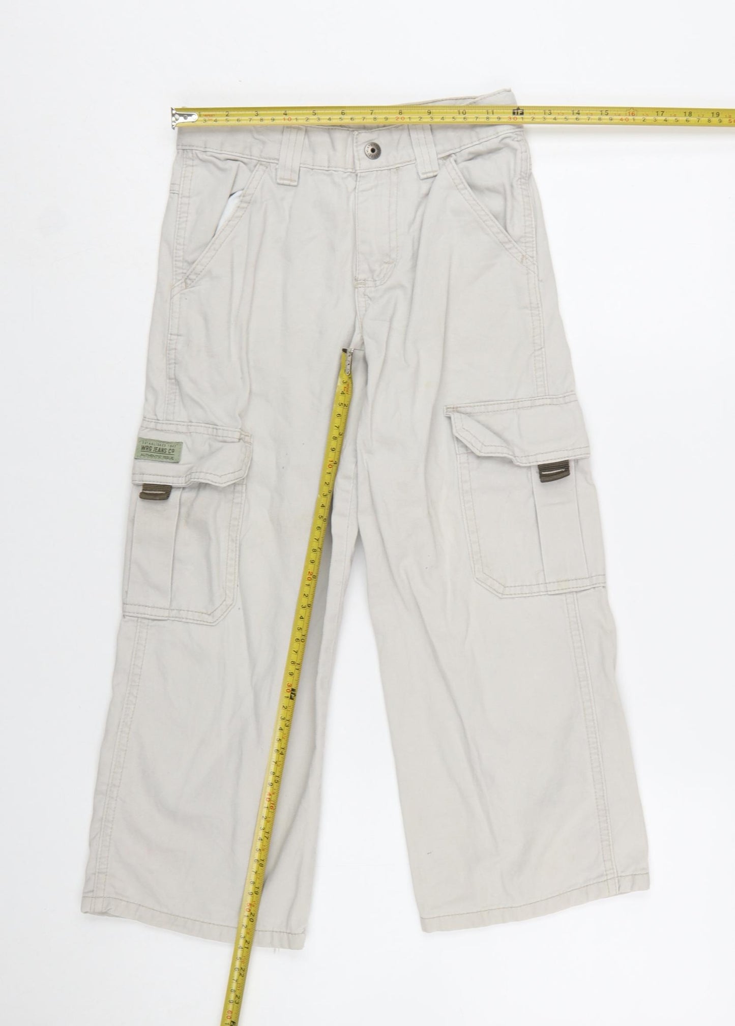 WRG Jeans Co Boys Beige Cargo Trousers 8 Years 100% Cotton Casual