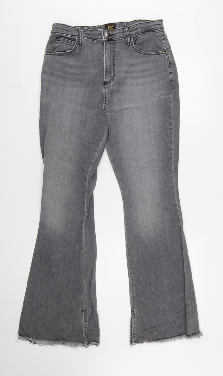 Lee Women’s Grey Flared Stretch Denim Jeans Size 12 Regular Fit