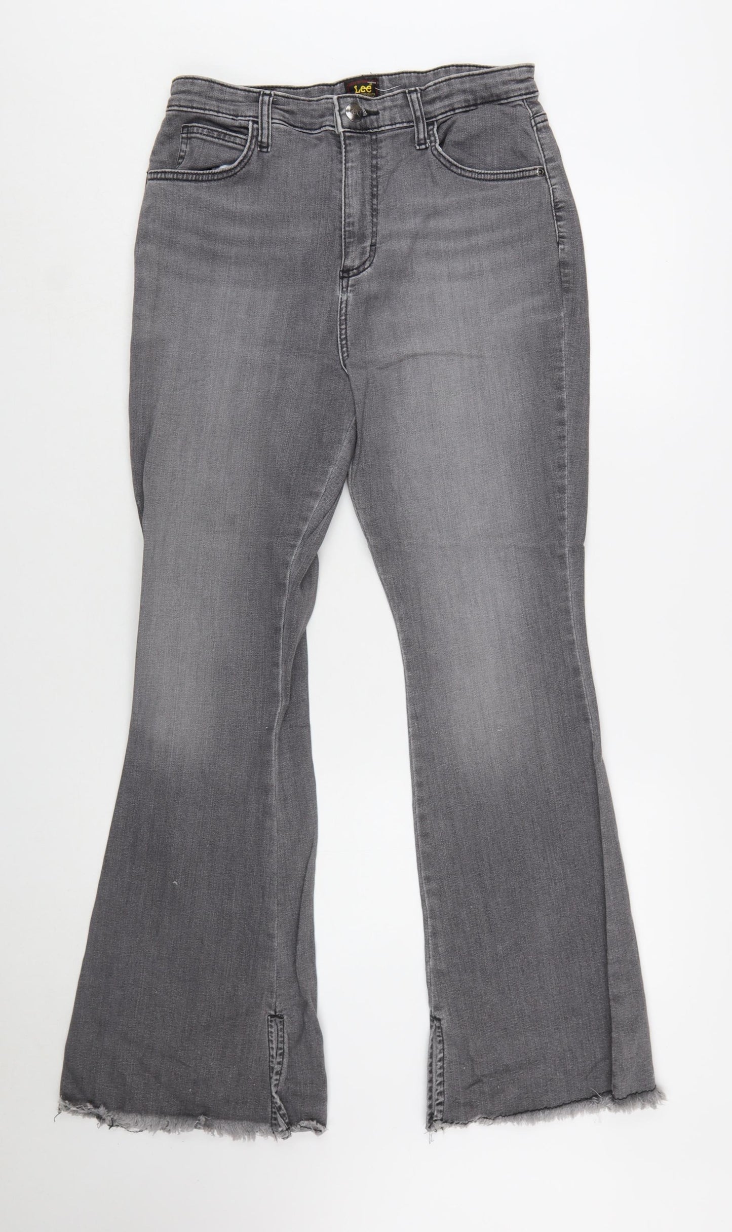 Lee Women’s Grey Flared Stretch Denim Jeans Size 12 Regular Fit