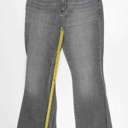 Lee Women’s Grey Flared Stretch Denim Jeans Size 12 Regular Fit