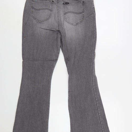 Lee Women’s Grey Flared Stretch Denim Jeans Size 12 Regular Fit