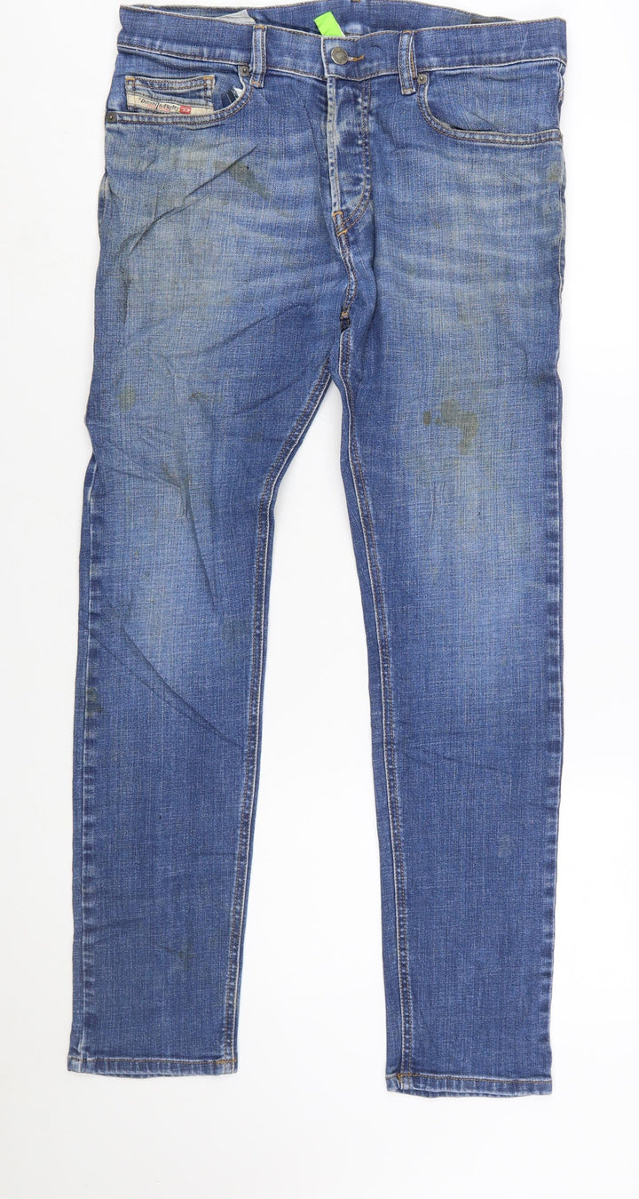 Diesel Men Blue Slim Straight Jeans Size 30 Medium Wash Denim