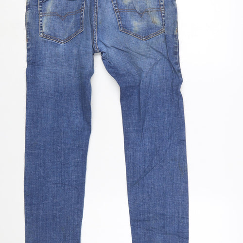 Diesel Men Blue Slim Straight Jeans Size 30 Medium Wash Denim