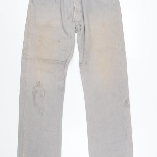 Levi's 501 Men's Grey Button Fly Straight Jeans W32 L34
