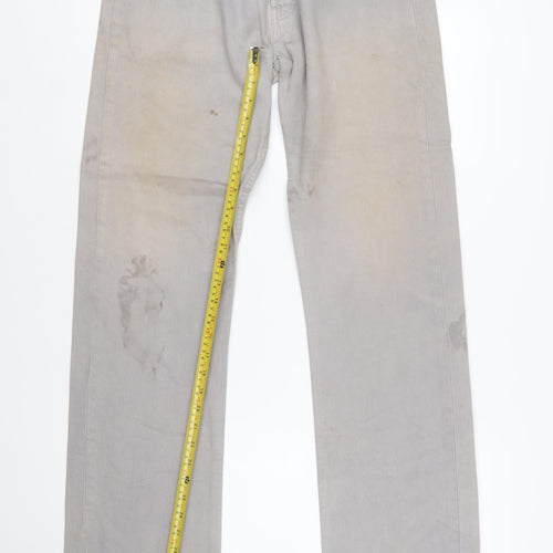 Levi's 501 Men's Grey Button Fly Straight Jeans W32 L34