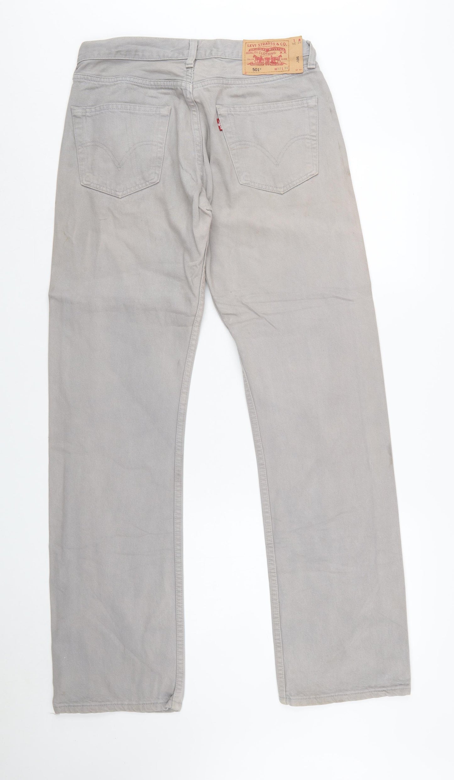 Levi's 501 Men's Grey Button Fly Straight Jeans W32 L34