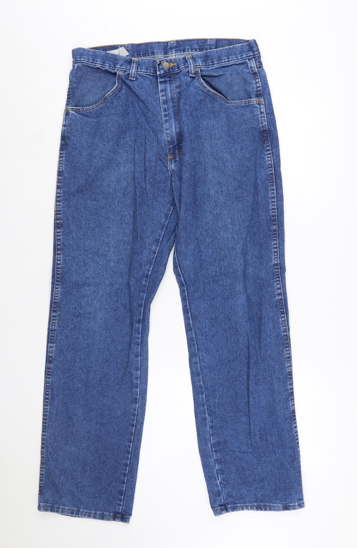 Wrangler Men's Blue 34x30 Straight Leg Denim Jeans