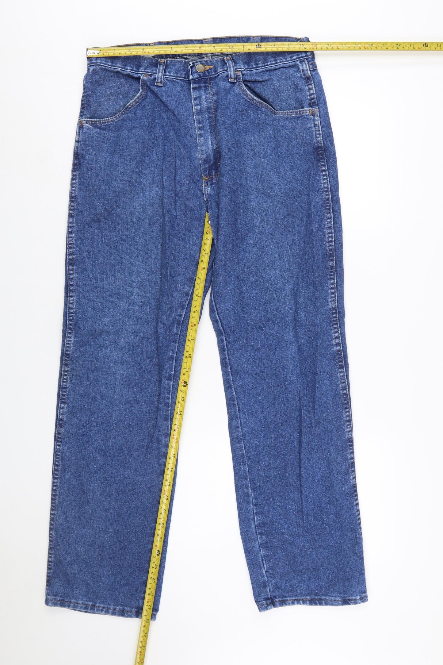 Wrangler Men's Blue 34x30 Straight Leg Denim Jeans