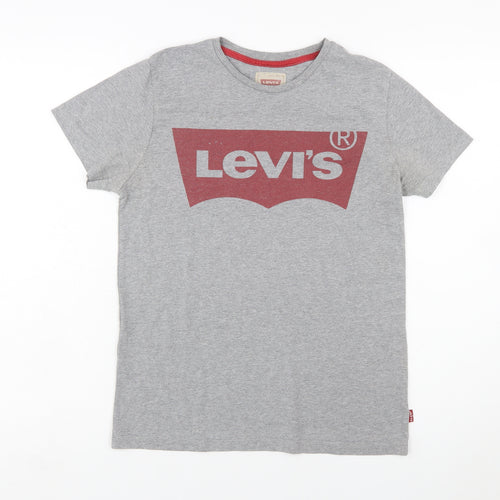 Levi's Boys Grey Logo Short Sleeve Cotton T-Shirt Size 14 Years