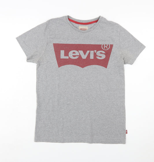 Levi's Boys Grey Logo Short Sleeve Cotton T-Shirt Size 14 Years