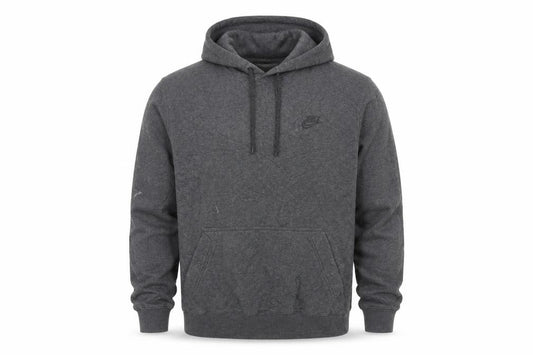 Front view of Nike Men's Grey Pullover Hoodie, size S, Fleece Sportswear