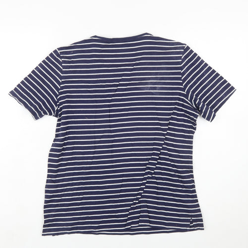 Tommy Hilfiger Women's Blue Striped Cotton T-Shirt L
