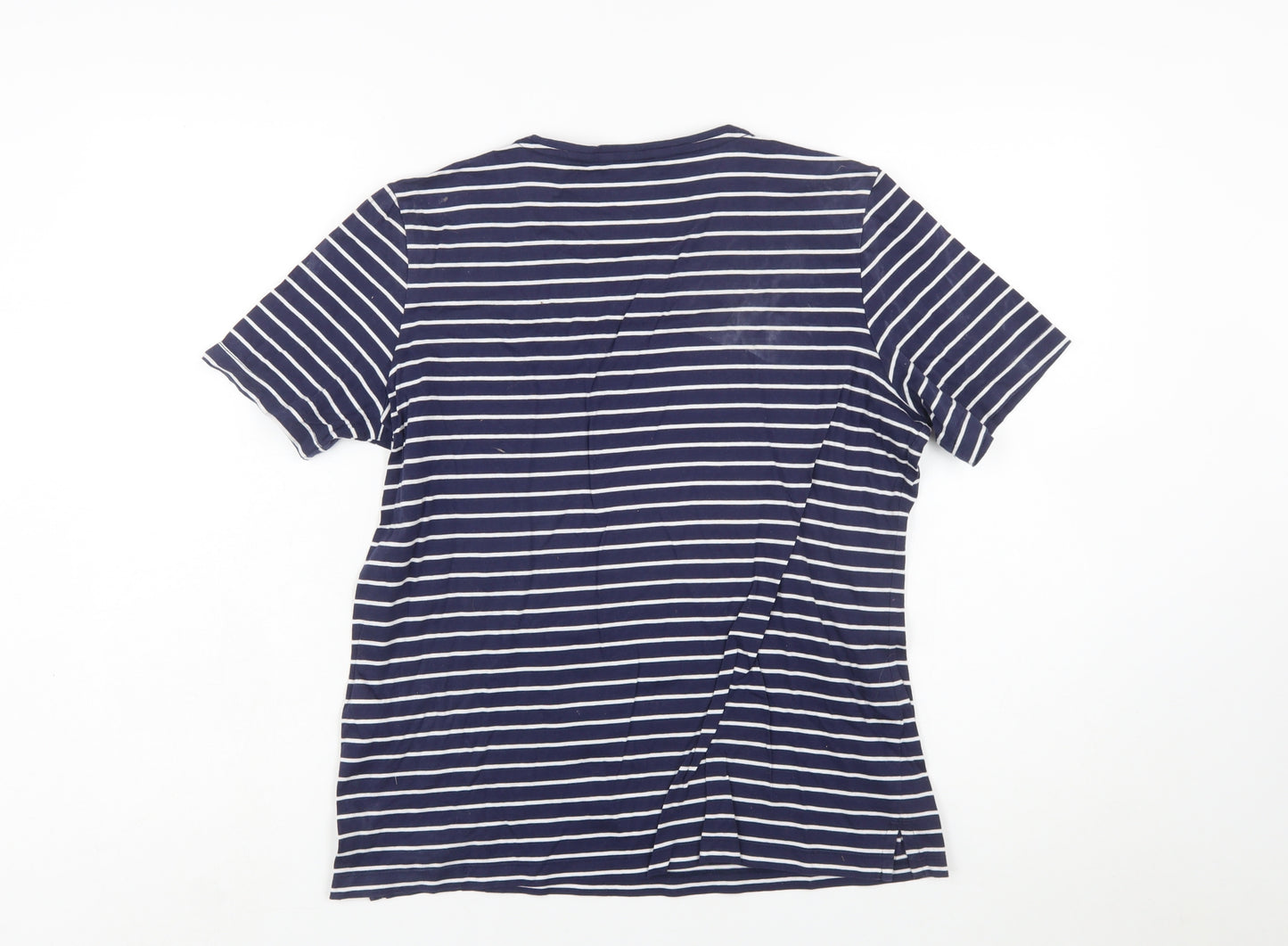 Tommy Hilfiger Women's Blue Striped Cotton T-Shirt L