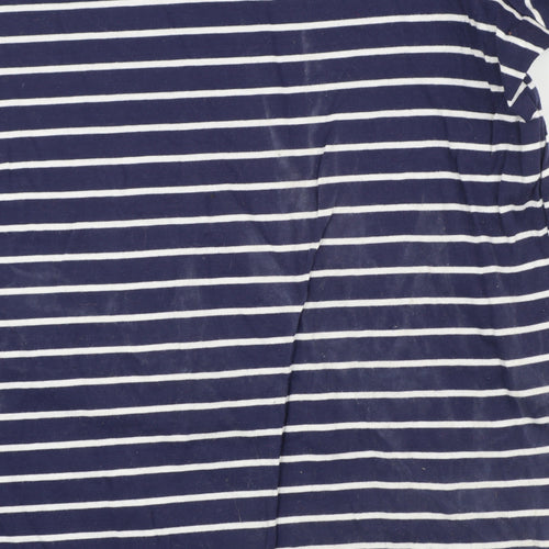 Tommy Hilfiger Women's Blue Striped Cotton T-Shirt L
