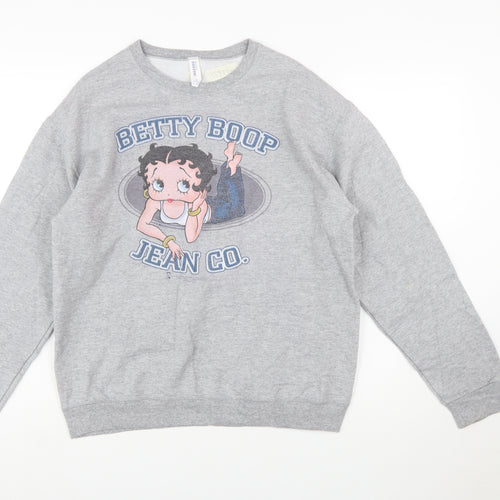 Jerzees Women's Grey Betty Boop Graphic Pullover Sweatshirt M
