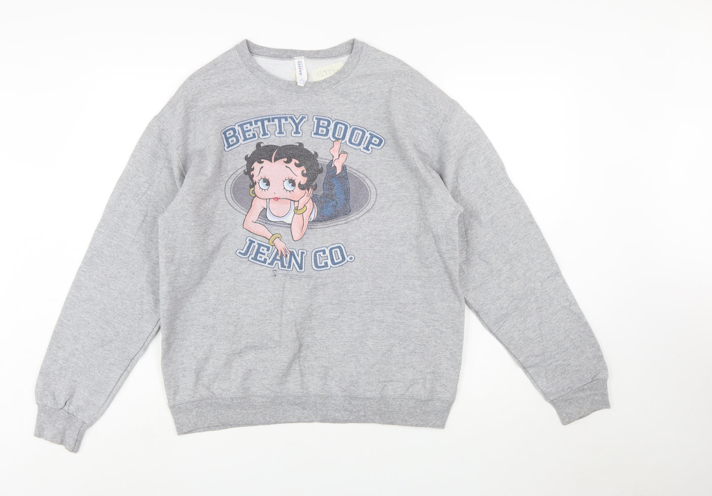 Jerzees Women's Grey Betty Boop Graphic Pullover Sweatshirt M
