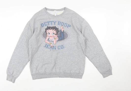 Jerzees Women's Grey Betty Boop Graphic Pullover Sweatshirt M