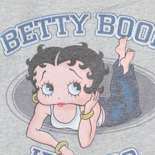 Jerzees Women's Grey Betty Boop Graphic Pullover Sweatshirt M