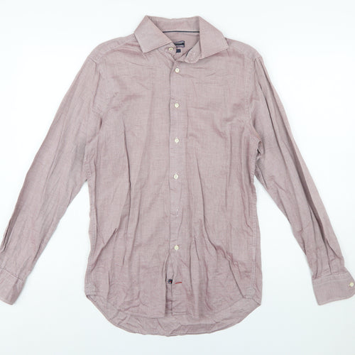 Tommy Hilfiger Men Red Slim Fit Cotton Long Sleeve Button-Up Shirt Size 15