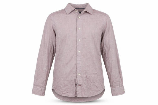 Front view of Tommy Hilfiger Men Red Slim Fit Cotton Long Sleeve Button-Up Shirt, size 15