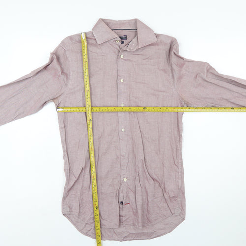 Tommy Hilfiger Men Red Slim Fit Cotton Long Sleeve Button-Up Shirt Size 15