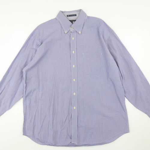 Tommy Hilfiger Men's Blue Check Button-Down XL Cotton Shirt