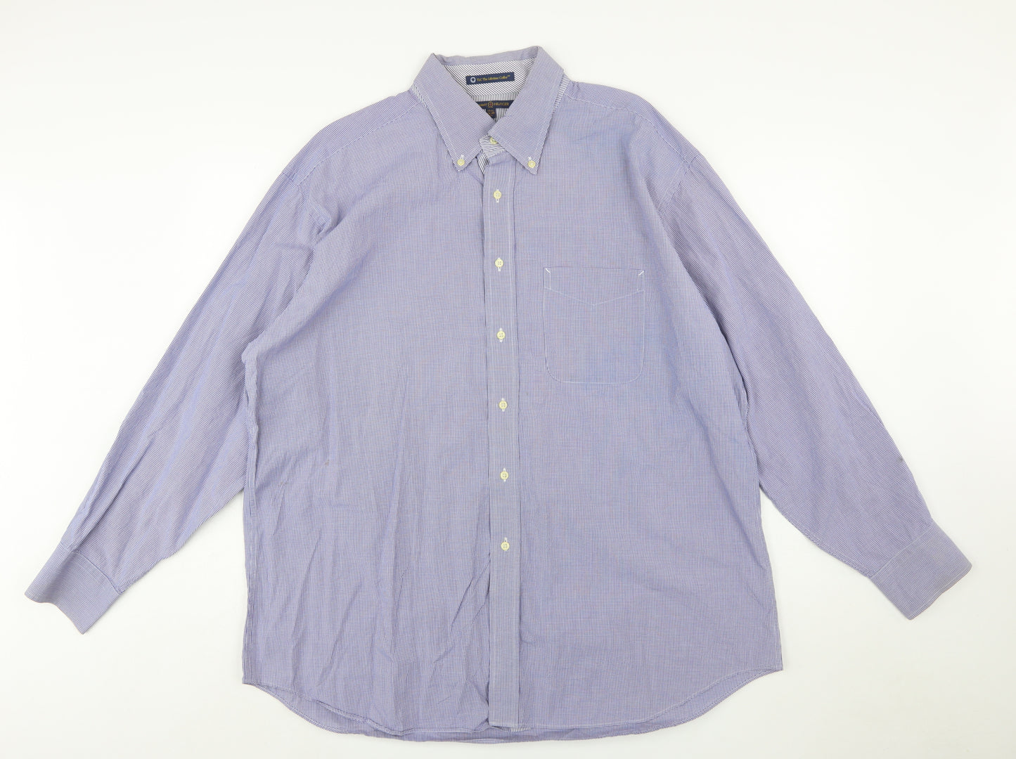 Tommy Hilfiger Men's Blue Check Button-Down XL Cotton Shirt