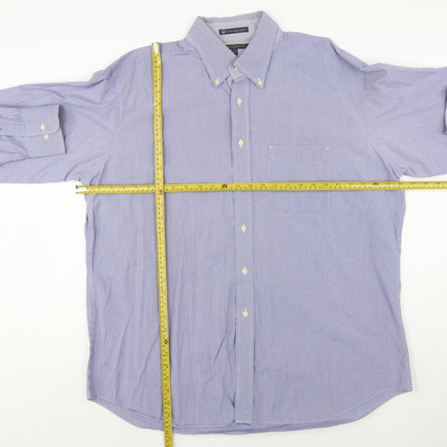 Tommy Hilfiger Men's Blue Check Button-Down XL Cotton Shirt