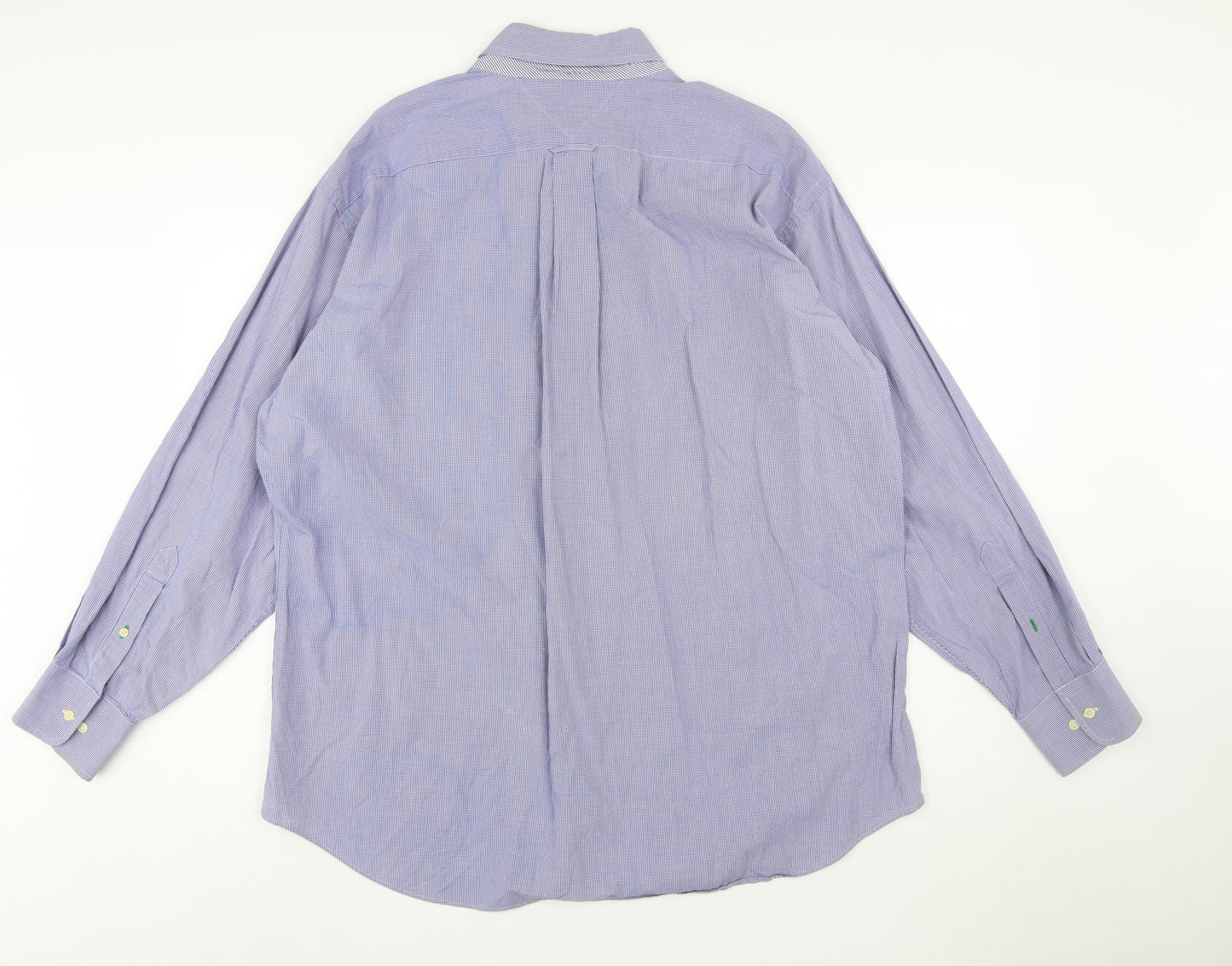Tommy Hilfiger Men's Blue Check Button-Down XL Cotton Shirt