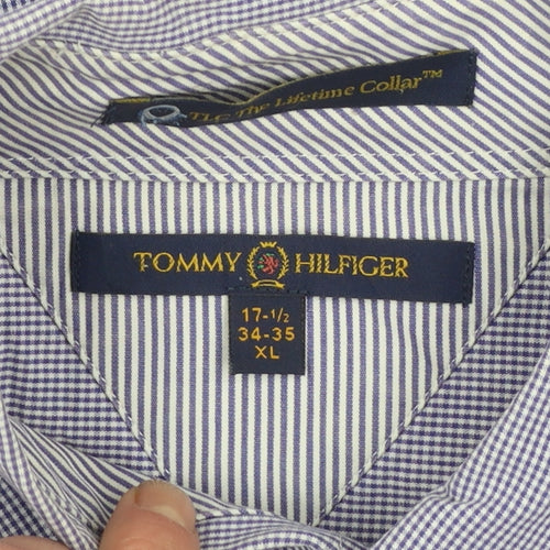 Tommy Hilfiger Men's Blue Check Button-Down XL Cotton Shirt