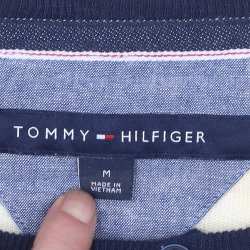 Tommy Hilfiger Men's Beige & Navy Long Sleeve Henley Top M
