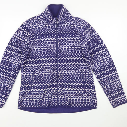 Joe Fresh Womens Purple Fair Isle Fleece Full Zip Jacket Size L